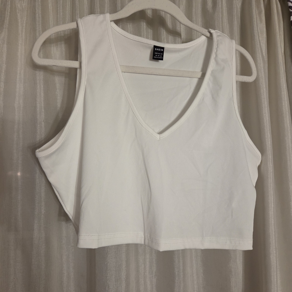 Classic White V-Neck Crop Top